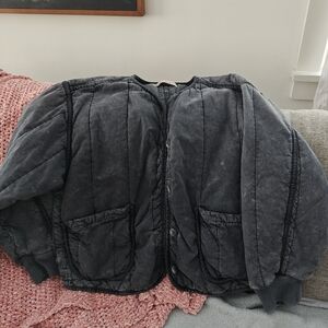 Free People Charcoal Quilted Jacket
